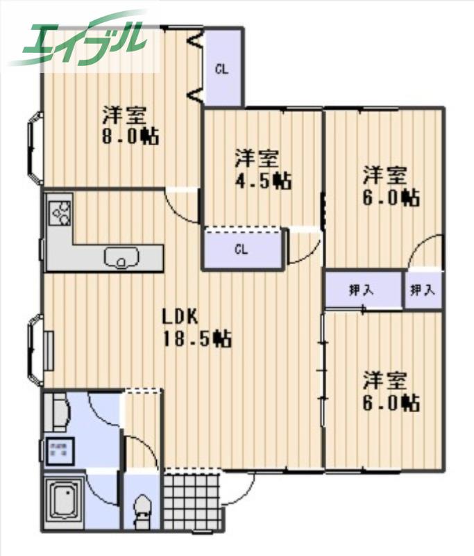 メゾンドいづみ(4LDK/1階)の間取り写真