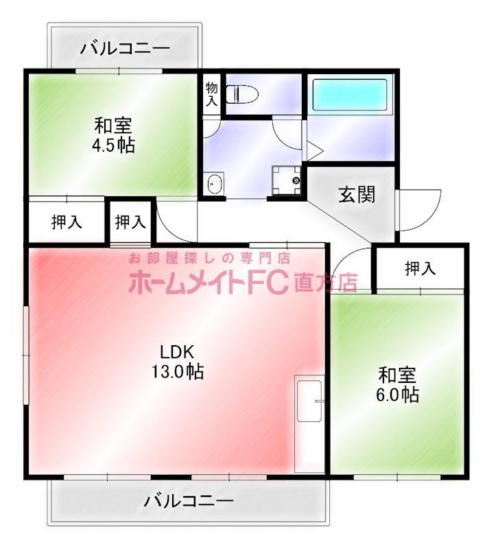 直方COMODO(2LDK/3階)の間取り写真