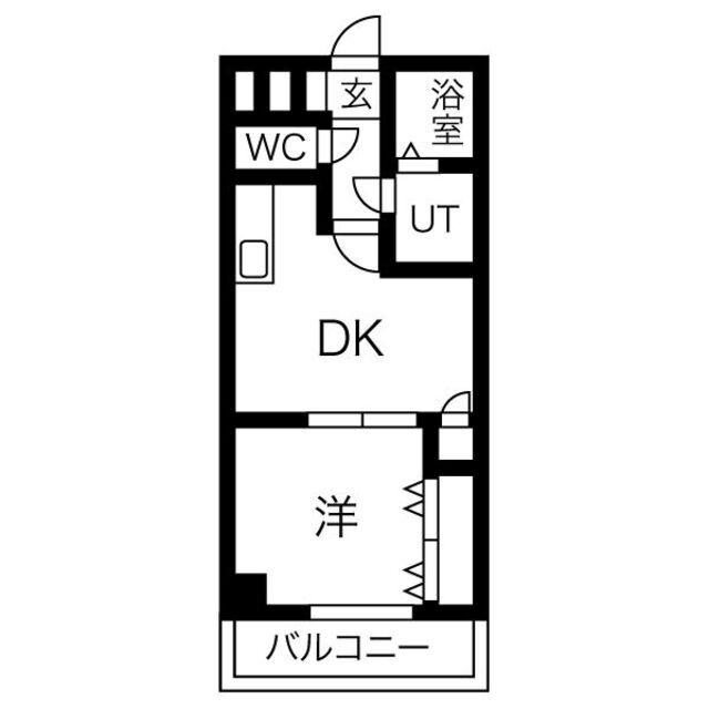 ワイズタワー徳川(1DK/2階)の間取り写真