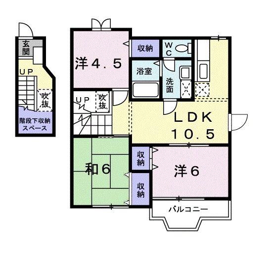 ファンタジー21(3LDK/2階)の間取り写真