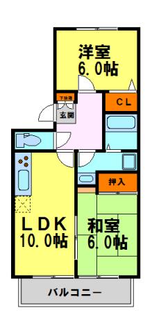 プロント雲雀丘(2LDK/2階)の間取り写真