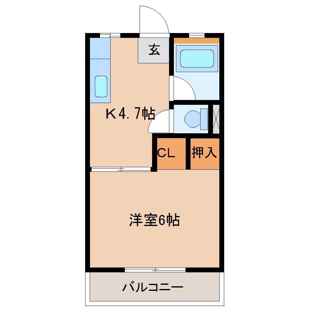 コーポSK(1K/4階)の間取り写真
