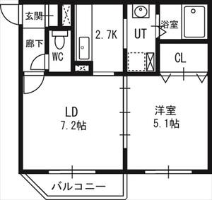 シャトーアンジュラス(1LDK/3階)の間取り写真
