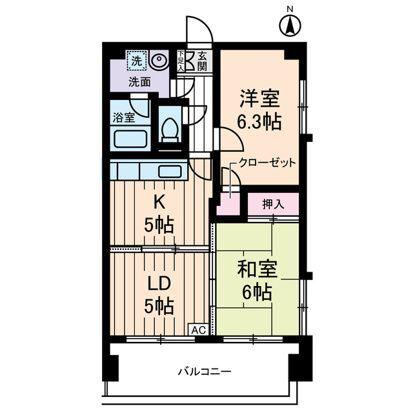 新佐川ビル(2LDK/5階)の間取り写真