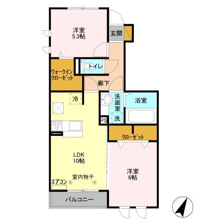 プラティーク 1(2LDK/1階)の間取り写真