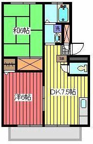 ビラージュ紅山(2DK/1階)の間取り写真
