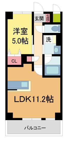 コンフォリア西宮(1LDK/6階)の間取り写真