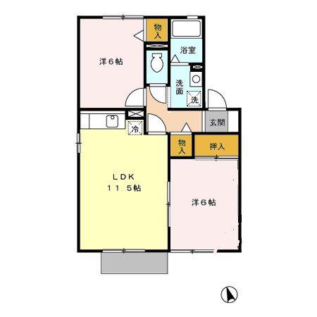 セジュールすみれ A棟(2LDK/1階)の間取り写真