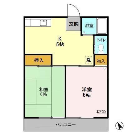 シティハイムアサノA・B(2K/2階)の間取り写真