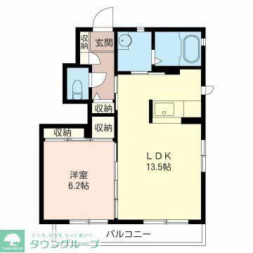 KAME HOUSE B(1LDK/1階)の間取り写真