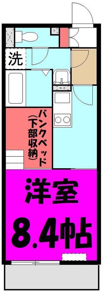 エレガンス(ワンルーム/1階)の間取り写真
