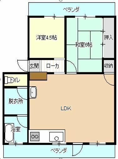 板櫃町福丸団地(2LDK/3階)の間取り写真