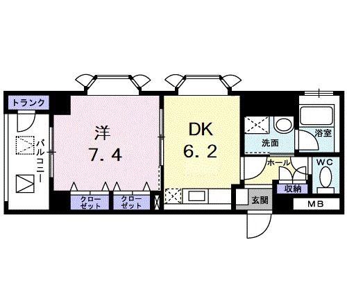 ヴィラ クリアブルック(1DK/2階)の間取り写真