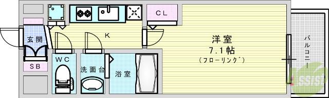 スプランディッド新大阪Ⅴ(1K/2階)の間取り写真