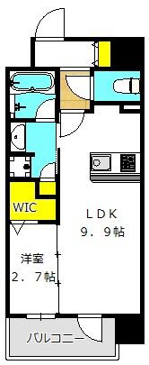 コンフォリア・リヴ南森町Q(1LDK/3階)の間取り写真