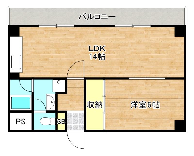 YSハイツ今里(1LDK/2階)の間取り写真