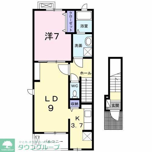 プレシャス(1LDK/2階)の間取り写真