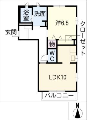 ドマーニ赤城(1LDK/2階)の間取り写真