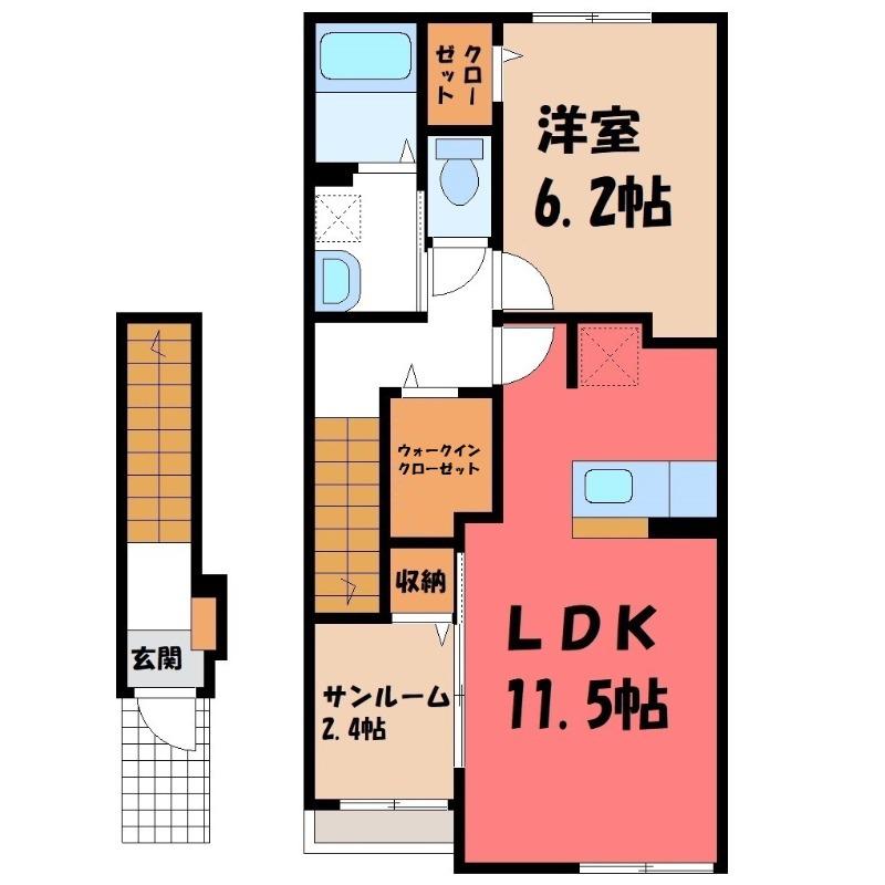 ヒカルサ深谷上野台(1LDK/2階)の間取り写真