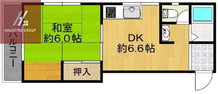 シティパリス(1DK/2階)の間取り写真