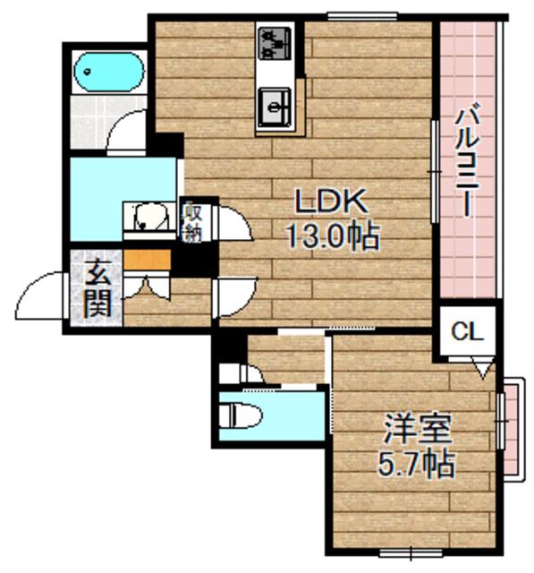 ティーエヌ伍番館(1LDK/3階)の間取り写真