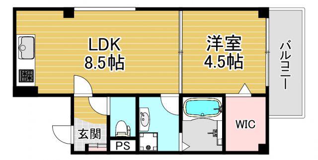 GRACIA西九条(1LDK/3階)の間取り写真