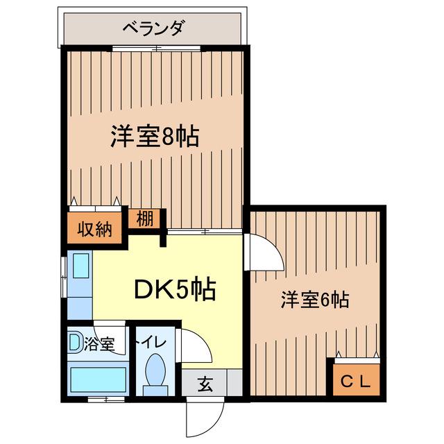 パティオ遊(2DK/6階)の間取り写真