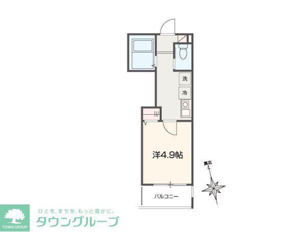 MELLAS青梅II(1K/1階)の間取り写真