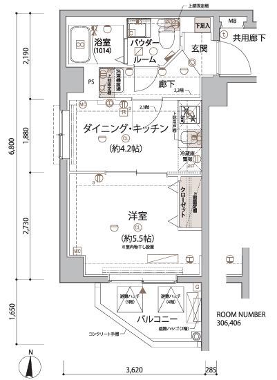 ARCOBALENO KAMEIDOII(1DK/4階)の間取り写真