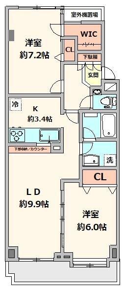 ストークマンション磯子壹番館(2LDK/4階)の間取り写真
