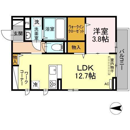 フェリエV(1LDK/2階)の間取り写真