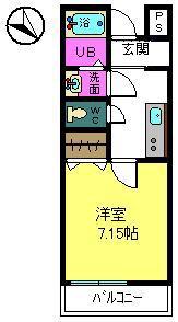 フジパレス下池田パセオ(1K/2階)の間取り写真