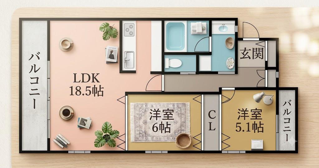 HOLLY HILLS RESIDENCE ウエスト(2LDK/3階)の間取り写真