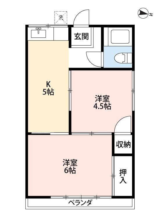コーポ並木(2K/2階)の間取り写真