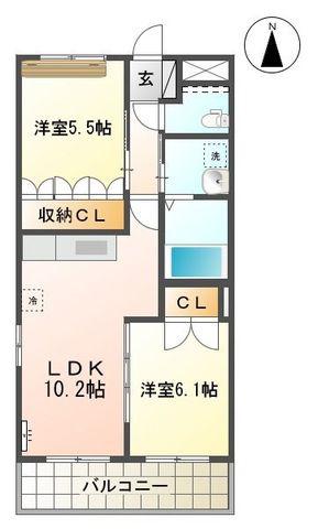 コンフォールヴィレッジ(2LDK/1階)の間取り写真