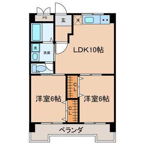 ファミール大畑(2LDK/4階)の間取り写真