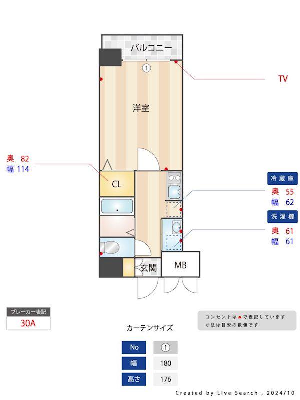 アイセレブ祇園(1K/9階)の間取り写真