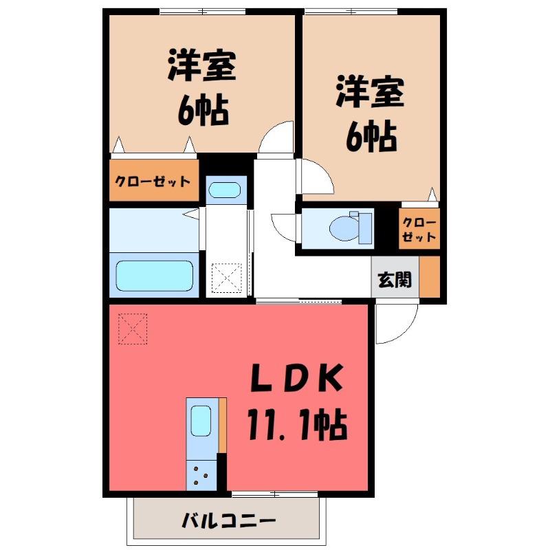セゾン ド ルミエール(2LDK/2階)の間取り写真