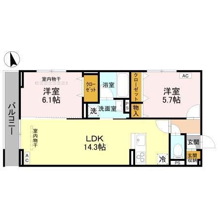RAFFINE宿郷(2LDK/3階)の間取り写真