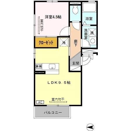 OWL HOUSE(1LDK/2階)の間取り写真