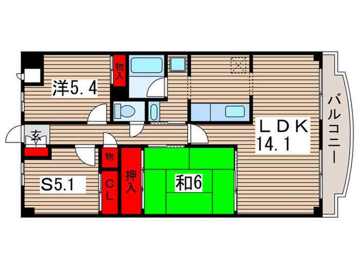 メイプル稲毛(2SLDK/3階)の間取り写真