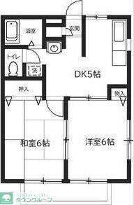 ラピス鹿野(2DK/1階)の間取り写真