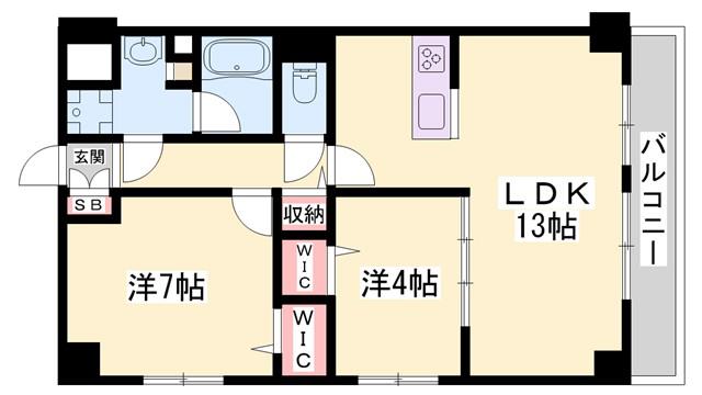 JR播但線 京口駅 徒歩9分 4階建 築6年(2LDK/2階)の間取り写真