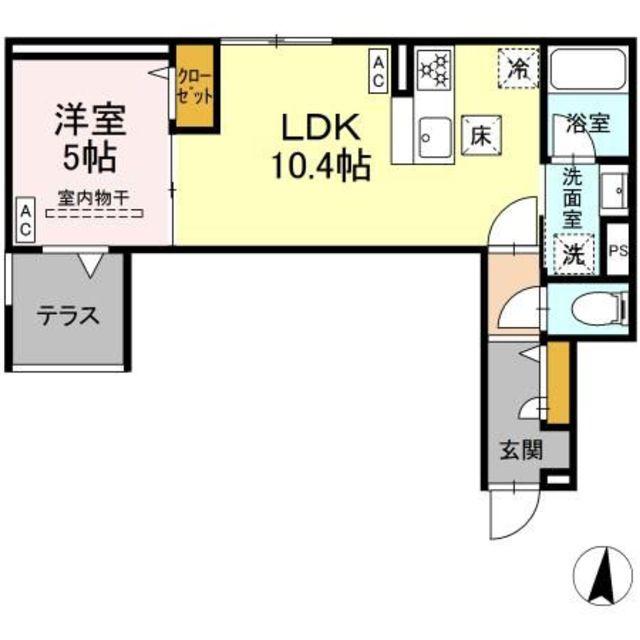 セレスティア東小岩II(1LDK/1階)の間取り写真