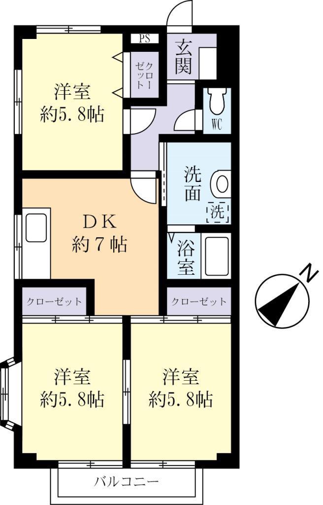 サンコーポ5(3DK/2階)の間取り写真
