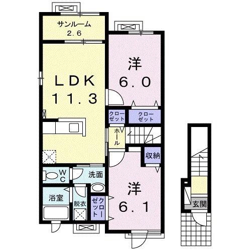ぽこあぽこ(2LDK/2階)の間取り写真