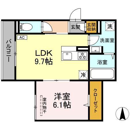 ボヌール(1LDK/2階)の間取り写真