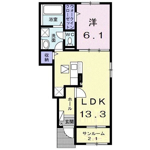 ヴィレッタ 和(1LDK/1階)の間取り写真