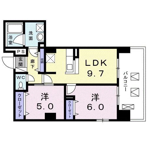 トラディション車町(2LDK/5階)の間取り写真