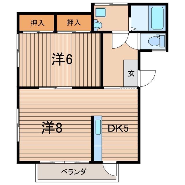 HILLS松川浦B棟(2DK/2階)の間取り写真